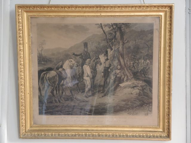 Gravure en noir XIXème d’après Vernet « Bivouac du Troisième Régiment 