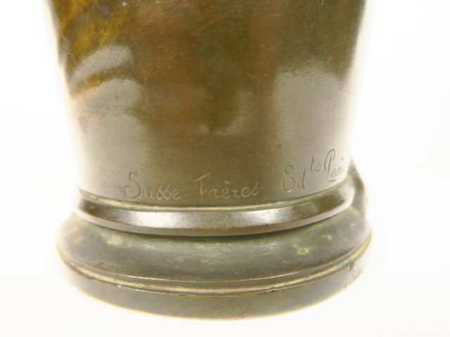 Albert CHEURET. Vase à anses Art Nouveau en bronze polychrome , à déco