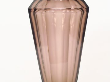 MULLER FRERES. Vase Art Déco à pans coupés en cristal mauve.  Signé.  