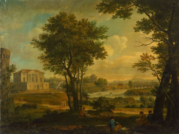 Ecole française début XIX ème "Paysage néoclassique" Huile sur toile (