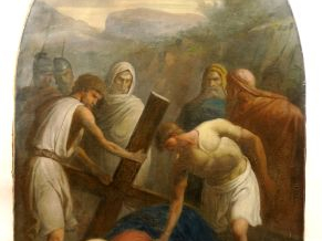 Vente aux enchères Ecole française XIXème "Chemin de croix".  Paire d'huiles sur toile. D