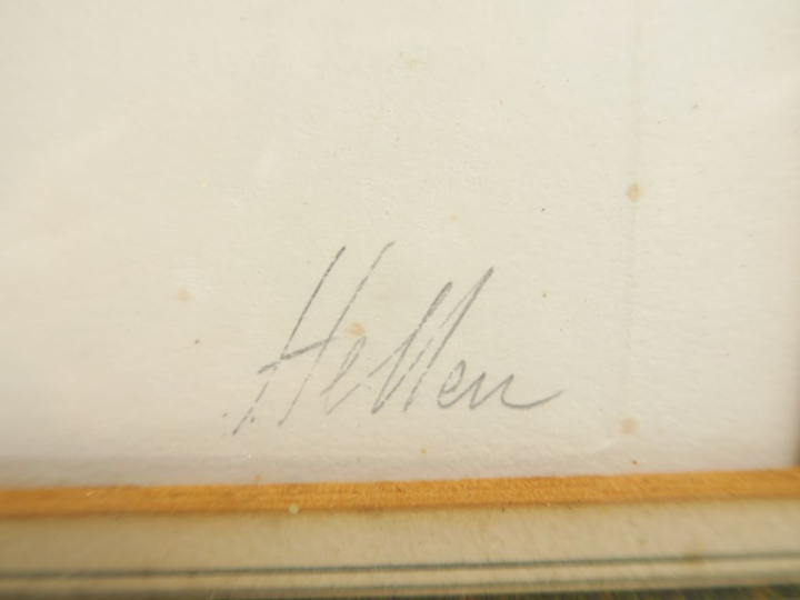 HELLEU "Elégante de profil" Lithographie en couleur. Signée en bas à d