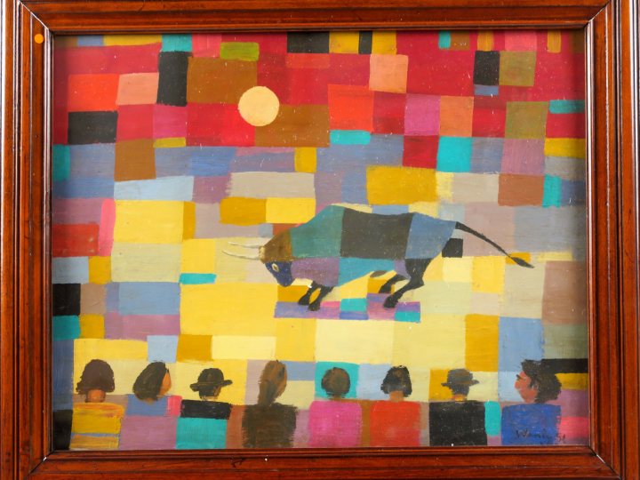 WANLY "Tauromachie" Huile sur carton. Signée en bas à droite et datée 