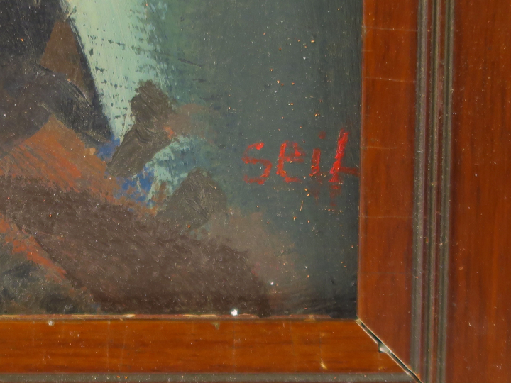 SEIF WANLY "Le violoniste" Huile sur panneau.  Signée en bas à droite.