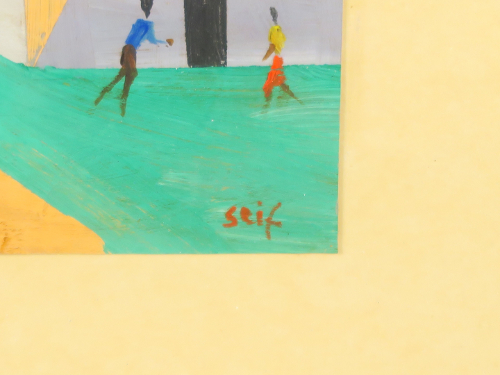 SEIF WANLY "Alexandrie, la corniche" Huile sur papier. Signée en  bas 