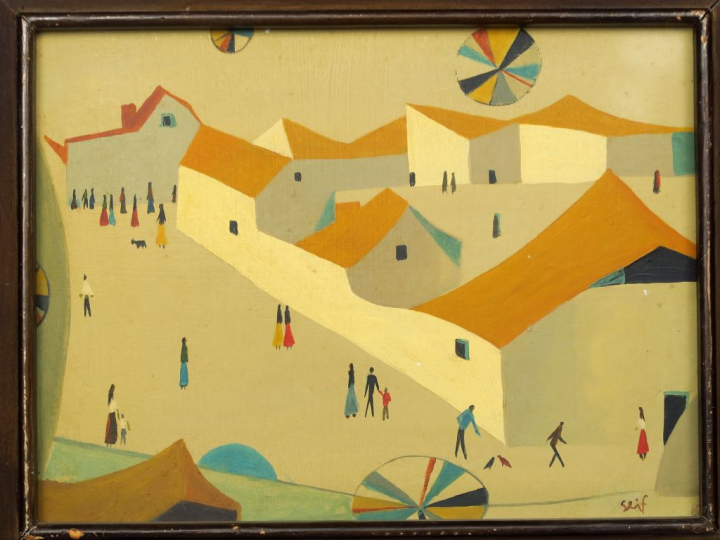 SEIF WANLY. "Alexandrie, la corniche" Huile sur panneau, signée en bas