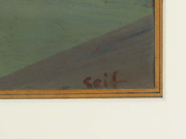 SEIF WANLY "Joueur de flûte et jeune femme" Huile sur papier. Signée e