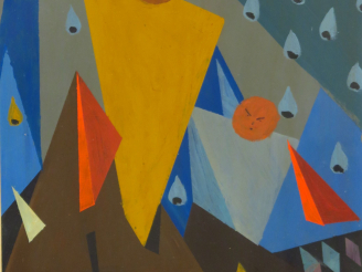 Vente aux enchères SEIF WANLY "Composition" Huile sur papier.  Signée en bas à droite.  3