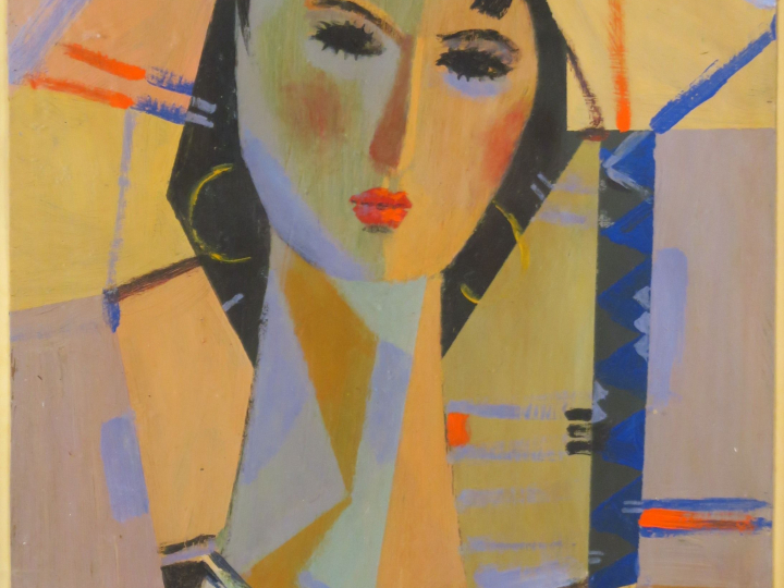 SEIF WANLY "Jeune fille" Huile sur papier. Signée en bas à droite. (Dé