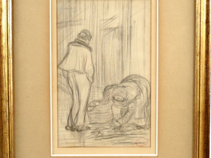 ANONYME fin XIXe siècle "Les chiffoniers" Dessin au crayon noir et est