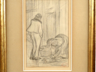 Vente aux enchères ANONYME fin XIXe siècle "Les chiffoniers" Dessin au crayon noir et est