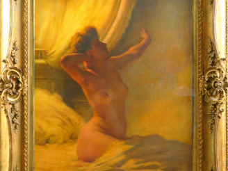 Vente aux enchères E. CHATEIGNON "Insomnie" Huile sur toile.  Signée en bas à gauche.  Da