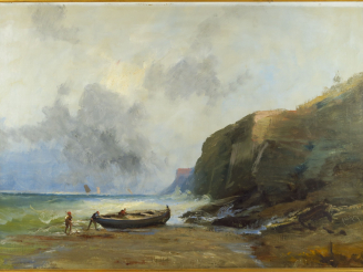 Vente aux enchères GODCHAUX "Retour de pêche" Huile sur toile. Signée en bas à droite.  7