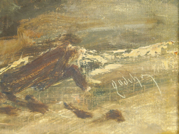 GODCHAUX "Retour de pêche" Huile sur toile. Signée en bas à droite.  7