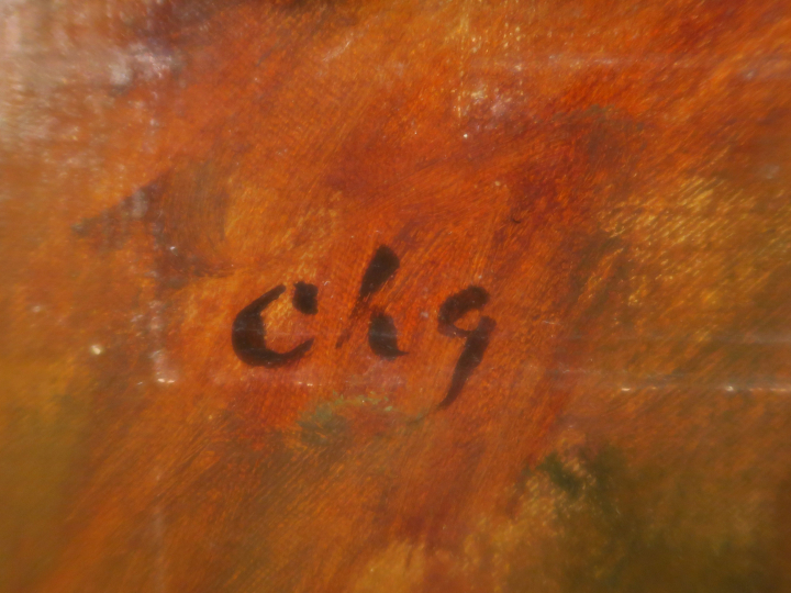 Charles GUERIN. "Gitane à la rose" Huile sur toile, monogrammée en hau