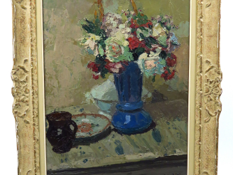 Vente aux enchères Joêl JOËTS. "Nature morte au bouquet de fleurs" Huile sur panneau, sig