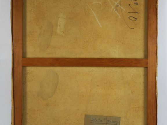 MILLER-RANSON.  "Jeune femme dénudée au miroir". Huile sur toile. Sign