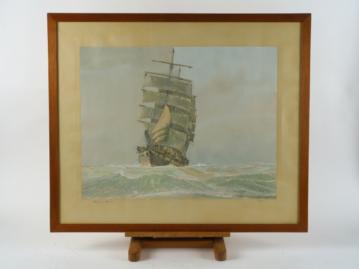 MARIN-MARIE "Le trois mats" Lithographie en couleur. Signée et numérot