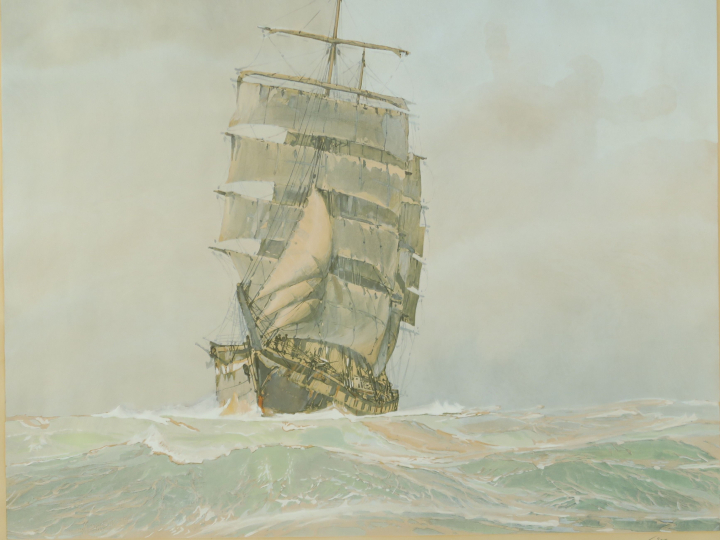 MARIN-MARIE "Le trois mats" Lithographie en couleur. Signée et numérot