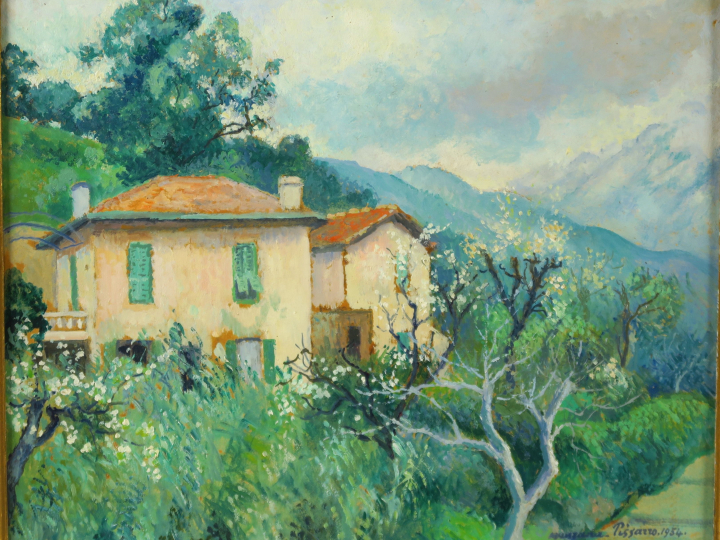 MANZANA PISSARO "Paysage du Midi au printemps" Huile sur papier marouf