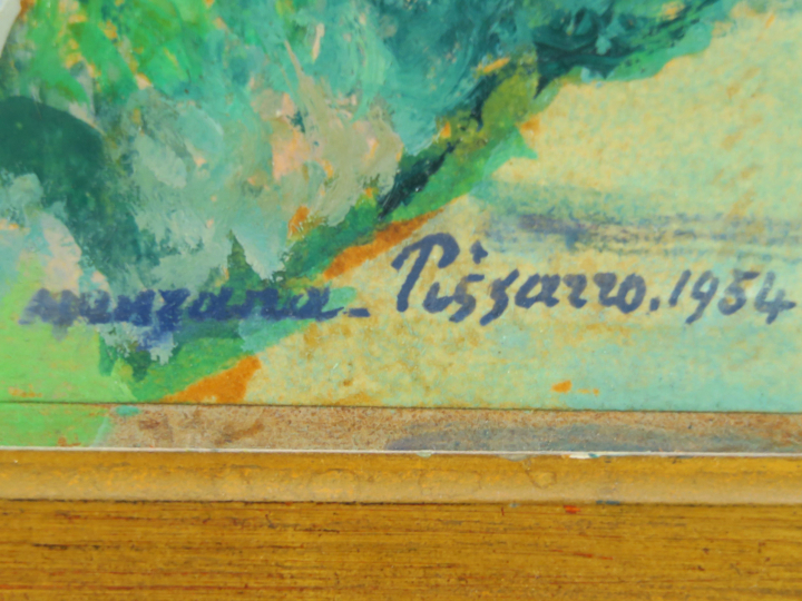 MANZANA PISSARO "Paysage du Midi au printemps" Huile sur papier marouf