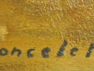 M.G PONCELET "Le bateleur" Huile sur toile.  Signée et datée 1936 en b