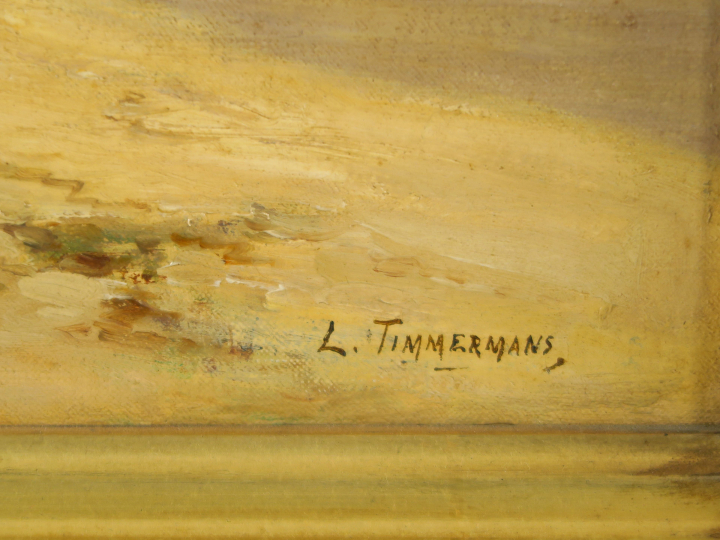 L. TIMMERMANS "Plage de Langrune-sur-Mer" Huile sur toile. Signée en b