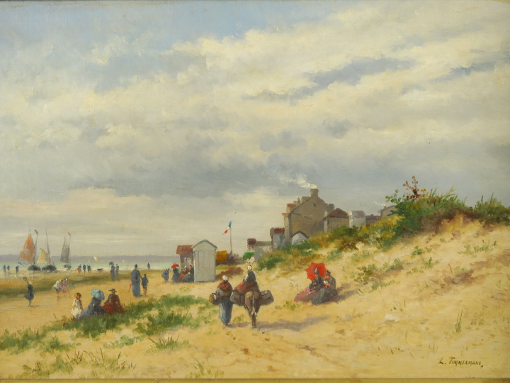 L.TIMMERMANS "Les dunes à Langrune-sur-Mer" Huile sur toile.  Signée e