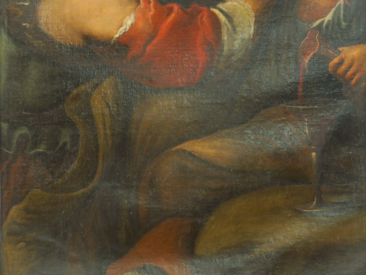 Ecole italienne XVIIème "Loth et ses filles" Huile sur toile. (restaur
