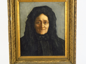 Vente aux enchères Ecole hollandaise XIXème "Portrait de femme" Huile sur toile. (Petit a