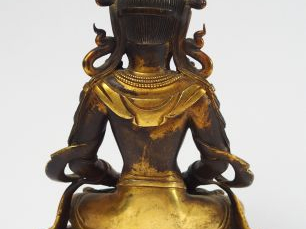 Statuette en bronze doré, représentant Amitayus assis en méditation su