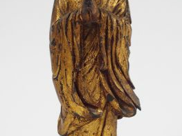 Vente aux enchères Statuette en bronze laqué et partiellement doré, représentant Lohan en