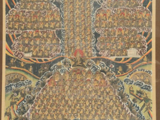 Vente aux enchères Tanka à représentation des 1 000 bouddhas.  Tibet, vers 1900.  58 x 44