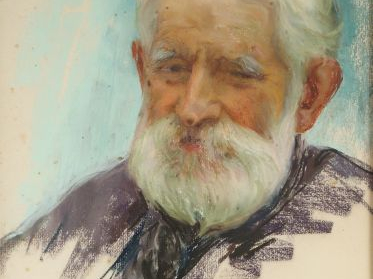 Berthe HAINAUT "Portrait d'homme et d'élégante au chapeau". Paire de p