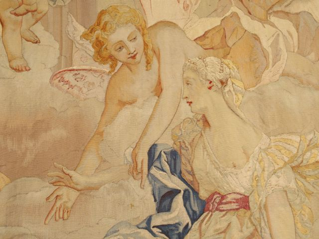 Tapisserie d'Aubusson XIXe d'après Boucher "L'arrivée de Psychée dans 