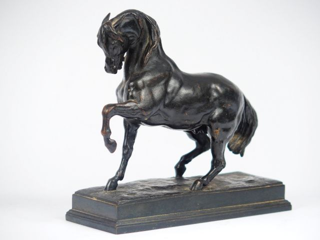 Antoine Louis BARYE "Cheval turc". Bronze, fonte barbedienne, Signé. 1