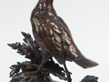 MOIGNIEZ. 'La perdrix'. Sculpture en bronze à patine brune. Signée H. 