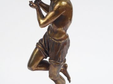 F. DURET "Danseur italien". Sculpture en bronze à patine médaille, sig