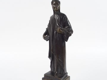 BECQ. 'Portrait de Dante'. Sculpture en bronze à patine brune.  H. : 2