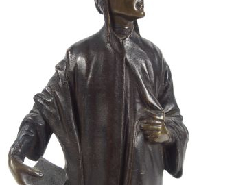 BECQ. 'Portrait de Dante'. Sculpture en bronze à patine brune.  H. : 2