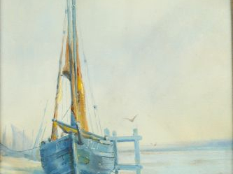 VANDENBROUCK "Marée basse". Aquarelle, signée en bas à droite et datée
