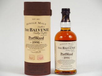 Vente aux enchères 1 BOUTEILLE BALVENIE OB	 Port Wood	 70	cl 40	% - Millésime : 1991- Mis