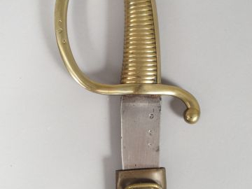 Sabre briquet modèle AN XI, fusée en bronze coulé à 28 torons, quillon