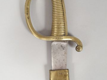 Sabre briquet modèle AN XI, fusée en bronze coulé à 28 torons, quillon