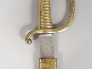 Sabre briquet modèle AN XI, fusée en bronze coulé à 28 torons, quillon