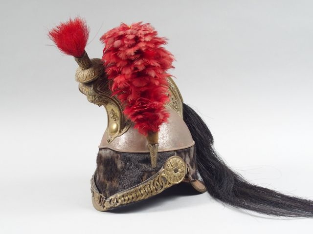 Casque de cuirassier Français troupe modèle 1858. Bombe en tôle de fer