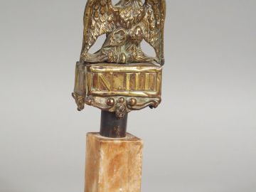 Aigle de drapeau garde nationale époque Napoléon III en feuille de lai