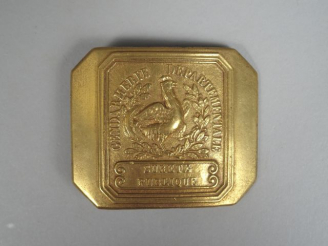 Vente aux enchères Grande plaque de ceinturon en bronze coulé (75 X95) Epoque Louis-Phili