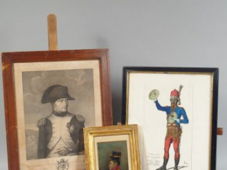 Vente aux enchères Gravure 'Napoléon Le grand Empereur' dans un cadre en pitch pin , une 