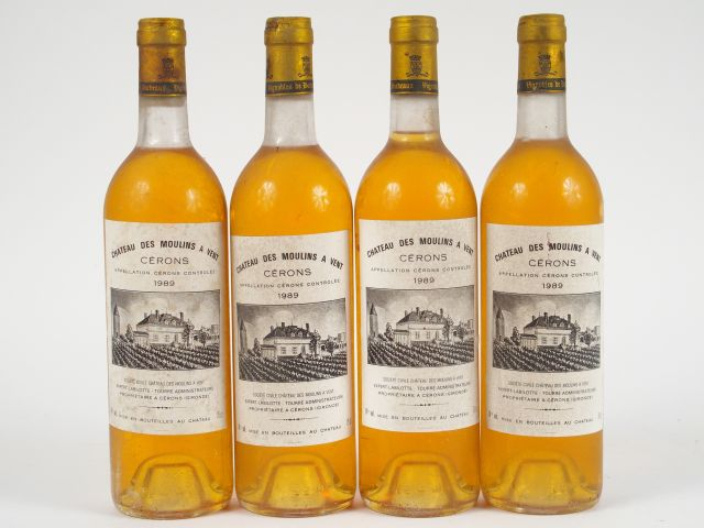 4 BOUTEILLES CHÂTEAU DES MOULINS A VENT CERONS - 1989 - BG